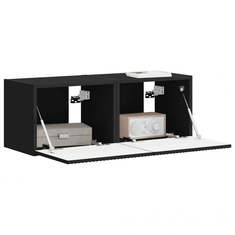 Szafka pod telewizor 2 pcs Czarny 39 x 31 x 29,5 cm