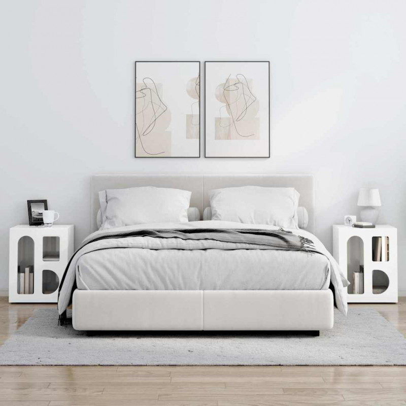 Stolik nocny 2 pcs Wysoki połysk biały 40 x 35 x 50 cm