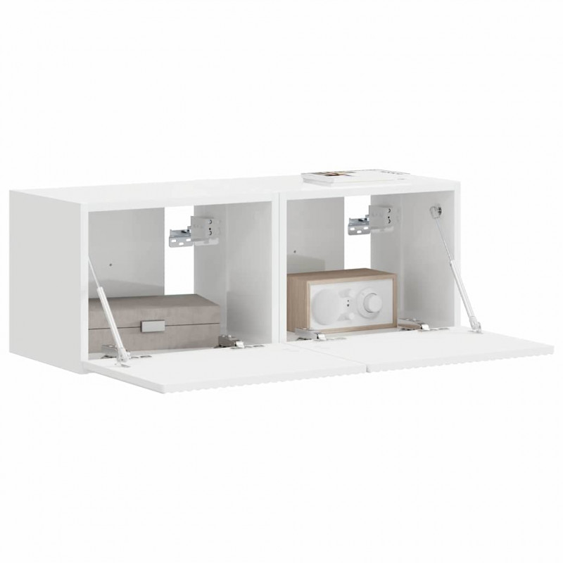 Szafka pod telewizor 2 pcs Błyszcząca biel 39 x 31 x 29,5 cm