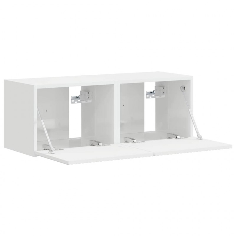 Szafka pod telewizor 2 pcs Błyszcząca biel 39 x 31 x 29,5 cm