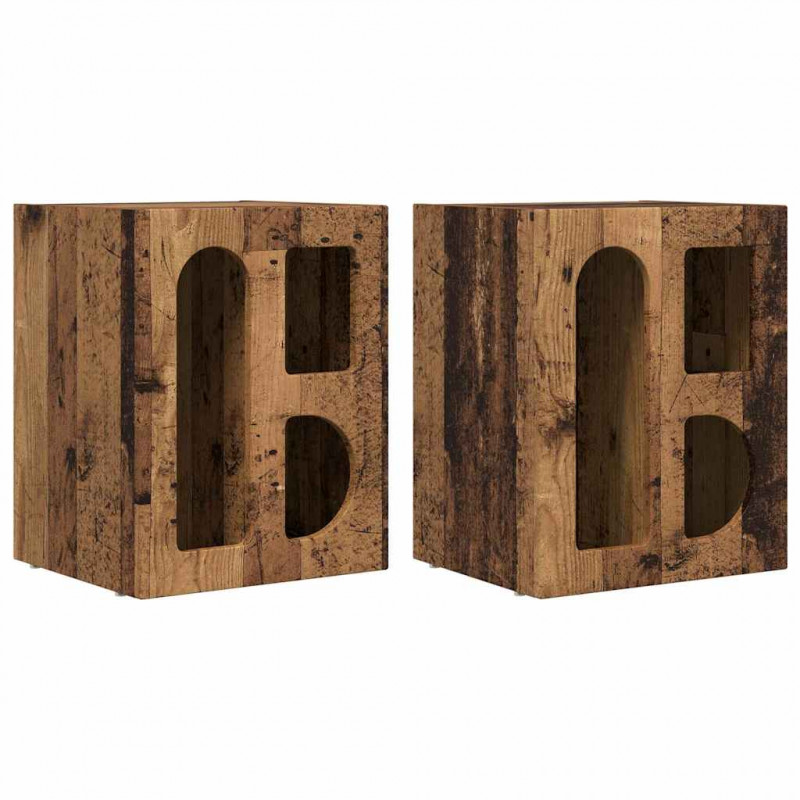 Stolik nocny 2 pcs Stare drewno 40 x 35 x 50 cm
