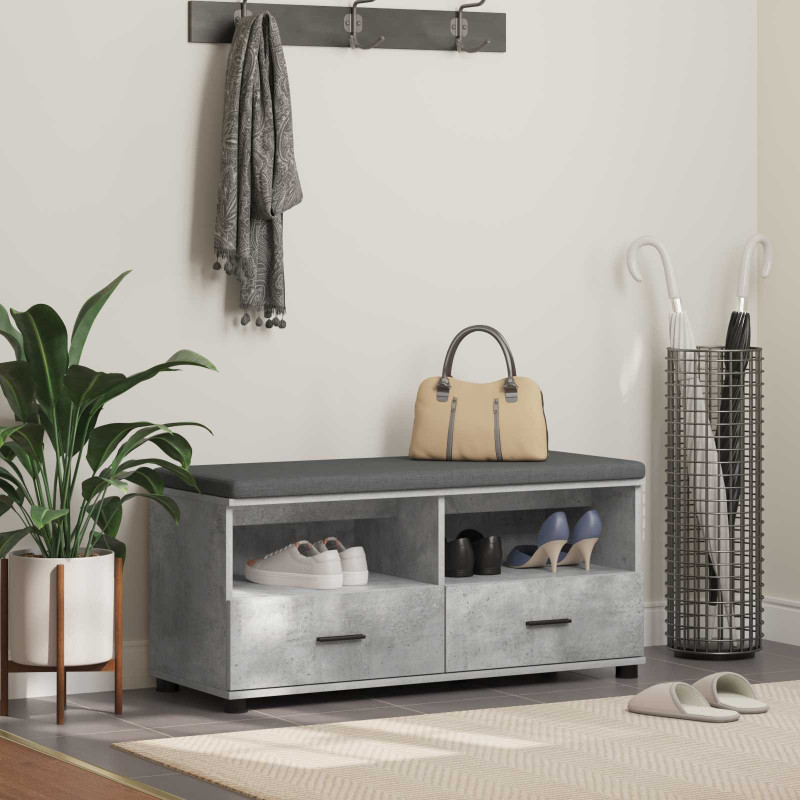 Ławka w przedpokoju z poduszką Betonowy Szary 100 x 38 x 46 cm