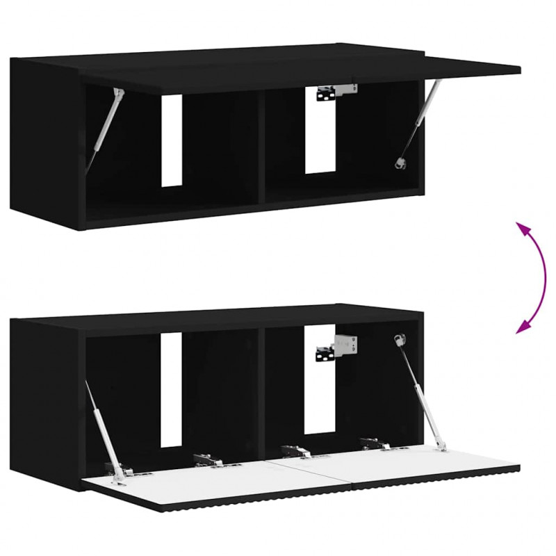 Szafka pod telewizor 2 pcs Czarny 78,5 x 31 x 29,5 cm