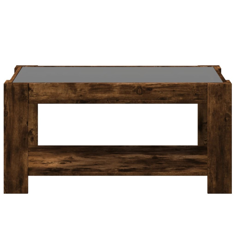 Stolik kawowy z LED, opalany dąb, 93x53x45 cm