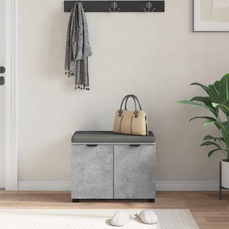 Ławka w przedpokoju z poduszką Betonowy Szary 60 x 38 x 46 cm