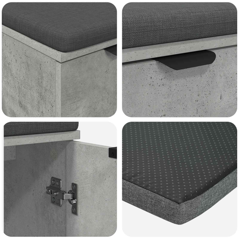Ławka w przedpokoju z poduszką Betonowy Szary 60 x 38 x 46 cm