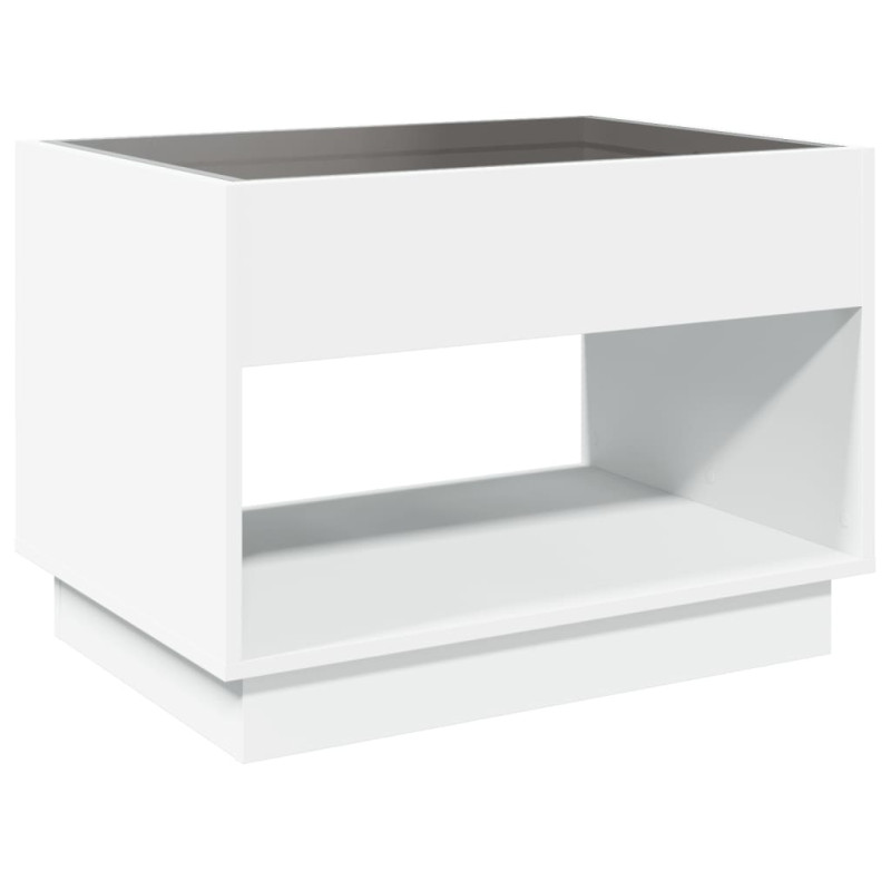 Stolik kawowy z LED Infinity, biały, 70x50x50 cm