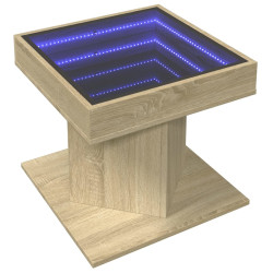 Stolik kawowy z LED, dąb sonoma, 50x50x45 cm