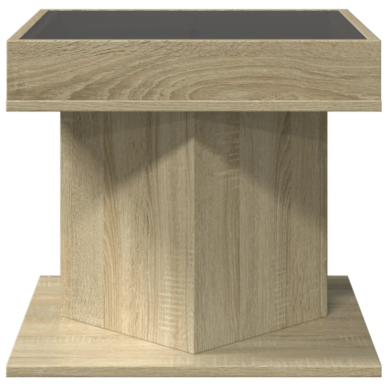 Stolik kawowy z LED, dąb sonoma, 50x50x45 cm