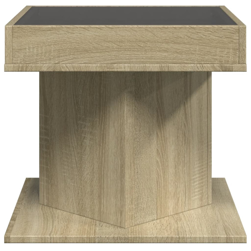 Stolik kawowy z LED, dąb sonoma, 50x50x45 cm