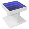 Stolik kawowy z LED, biały 50x50x45 cm, materiał drewnopochodny