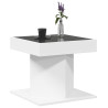 Stolik kawowy z LED, biały 50x50x45 cm, materiał drewnopochodny