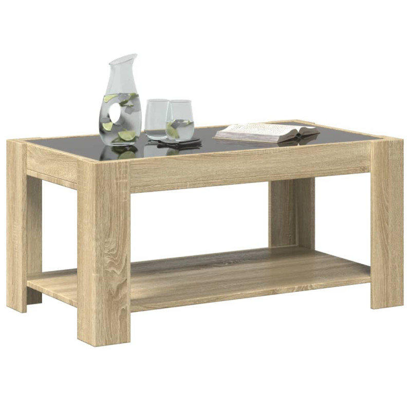 Stolik kawowy z LED, dąb sonoma, 93x53x45 cm
