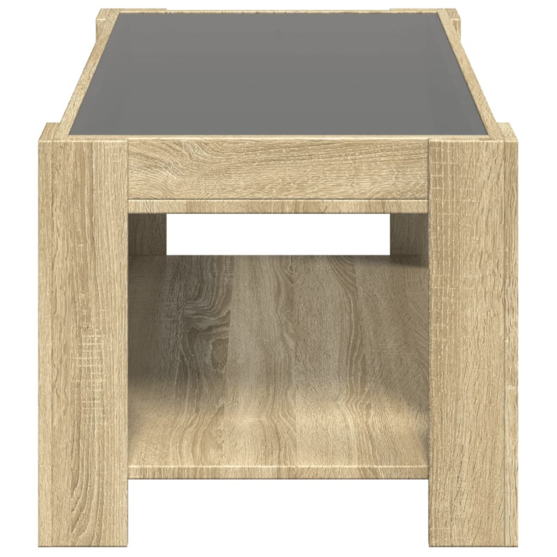 Stolik kawowy z LED, dąb sonoma, 93x53x45 cm