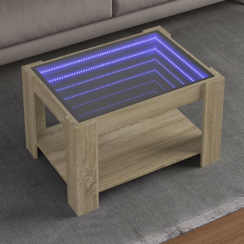 Stolik kawowy z LED, dąb sonoma, 73x53x45 cm