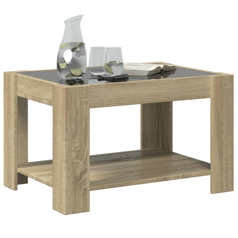 Stolik kawowy z LED, dąb sonoma, 73x53x45 cm