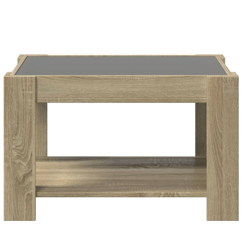 Stolik kawowy z LED, dąb sonoma, 73x53x45 cm