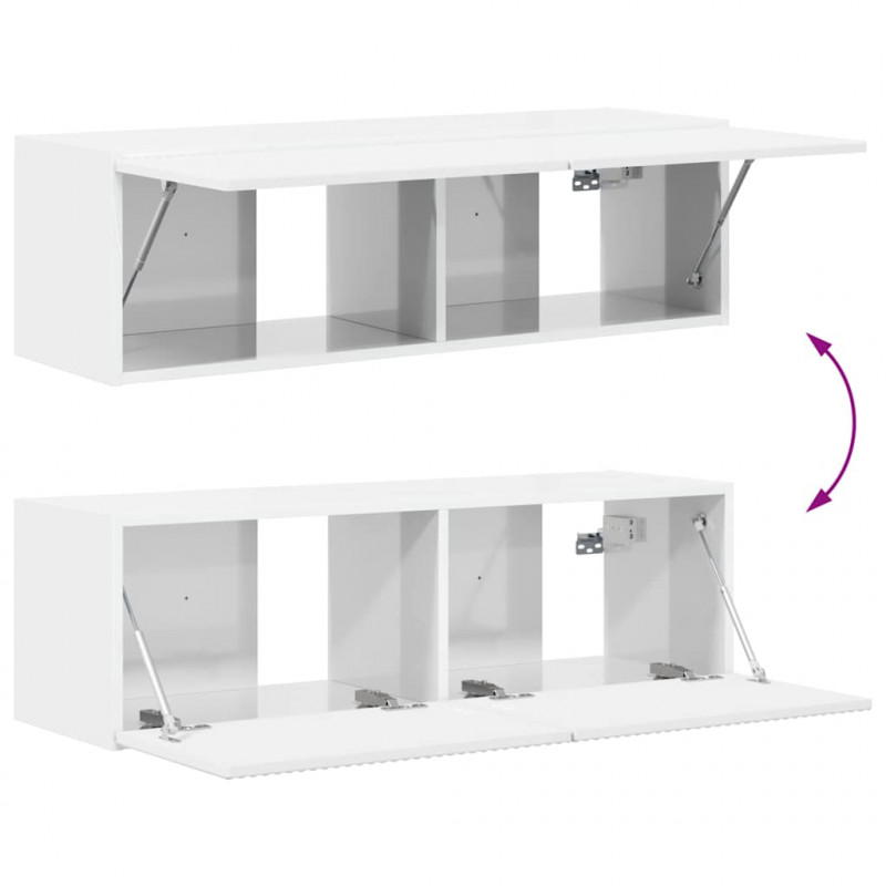 Szafka pod telewizor Błyszcząca biel 98 x 31 x 29,5 cm