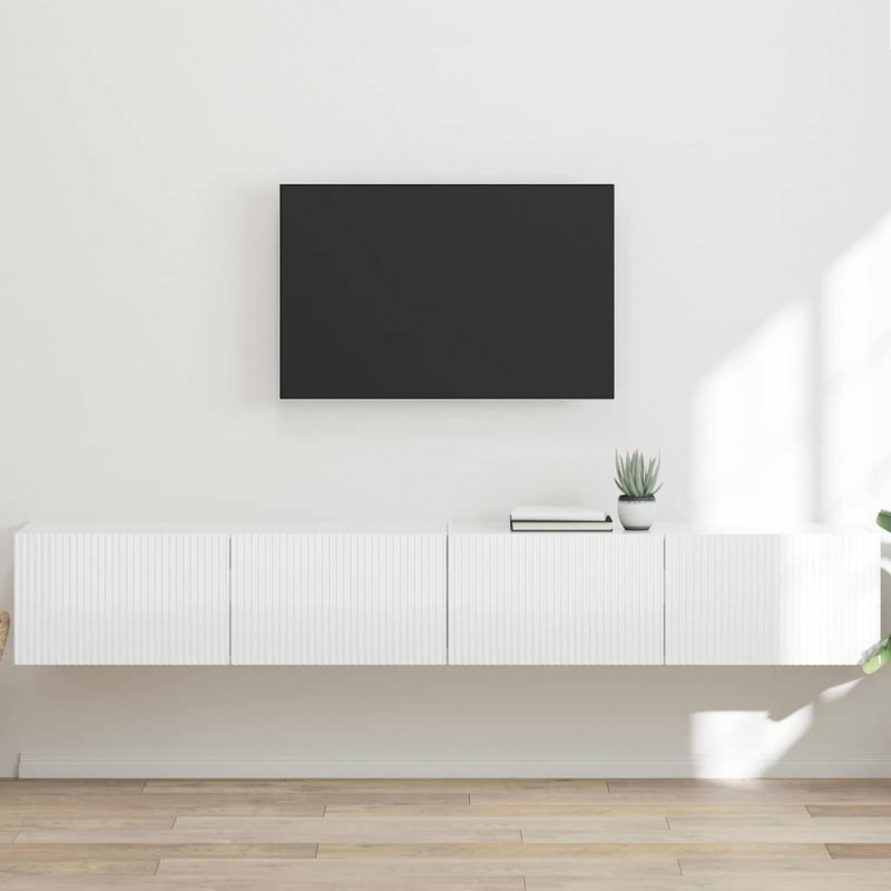 Szafka pod telewizor 2 pcs Błyszcząca biel 98 x 31 x 29,5 cm