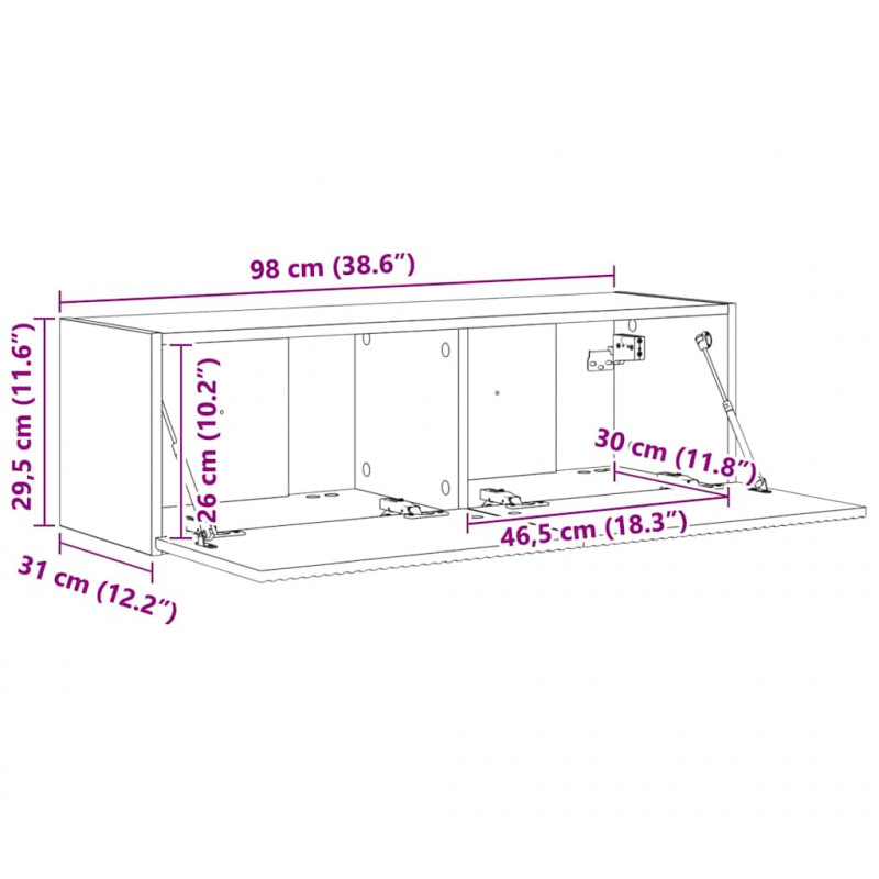 Szafka pod telewizor Dąb wędzony 98 x 31 x 29,5 cm