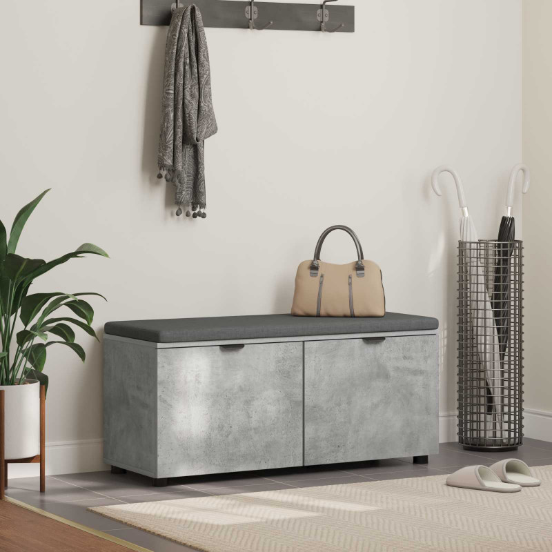 Ławka w przedpokoju z poduszką Betonowy Szary 100 x 38 x 46 cm