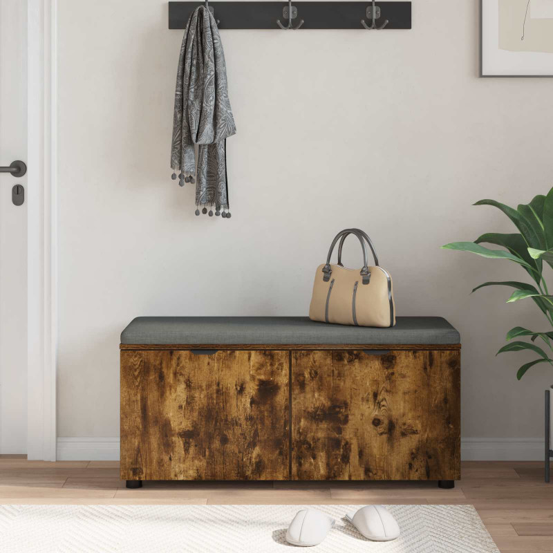 Ławka w przedpokoju z poduszką Dąb Wędzony 100 x 38 x 46 cm
