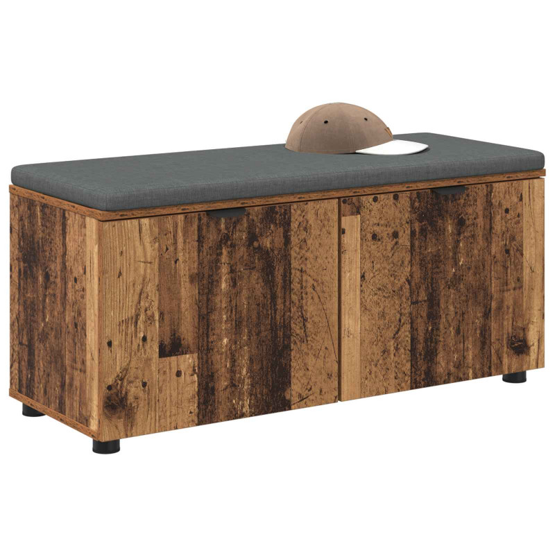 Ławka w przedpokoju z poduszką Stare drewno 100 x 38 x 46 cm
