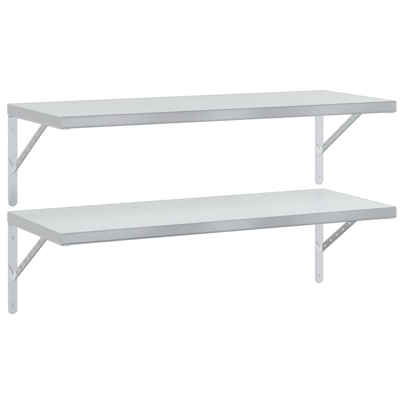 Półki ścienne, 2 szt., 100x40 cm, srebrna stal nierdzewna