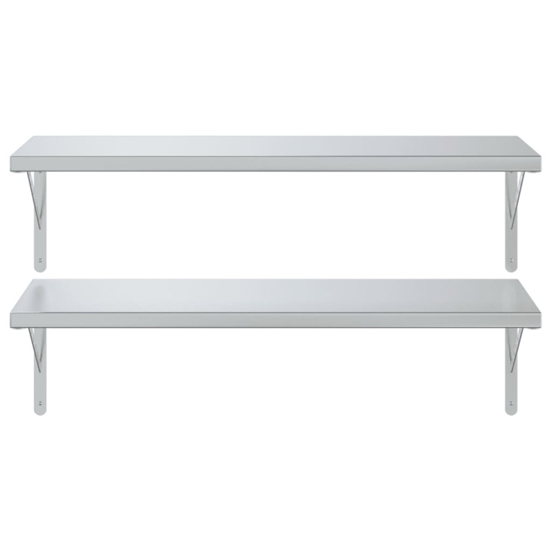 Półki ścienne, 2 szt., 100x40 cm, srebrna stal nierdzewna