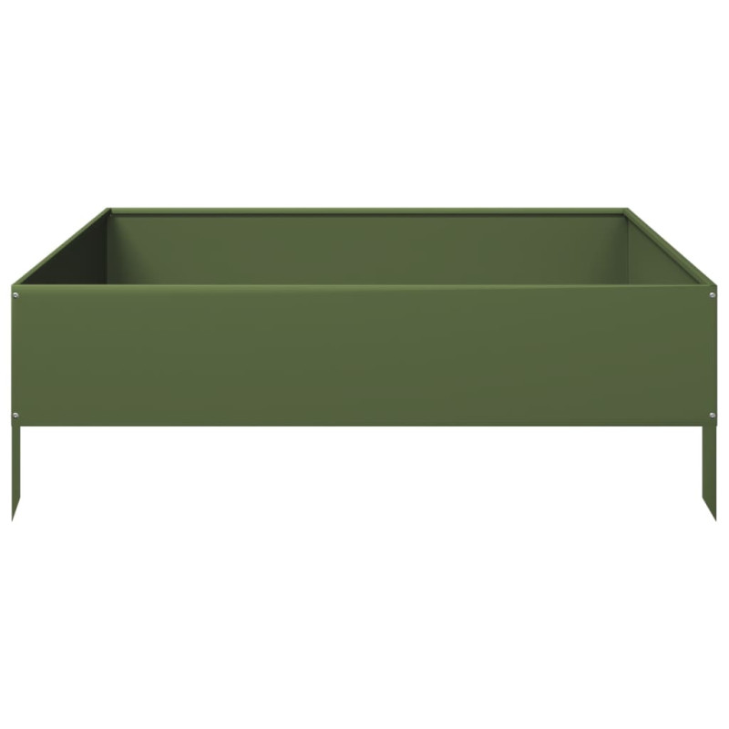 Podwyższona donica, oliwkowa, 100x100x33,5 cm, stal