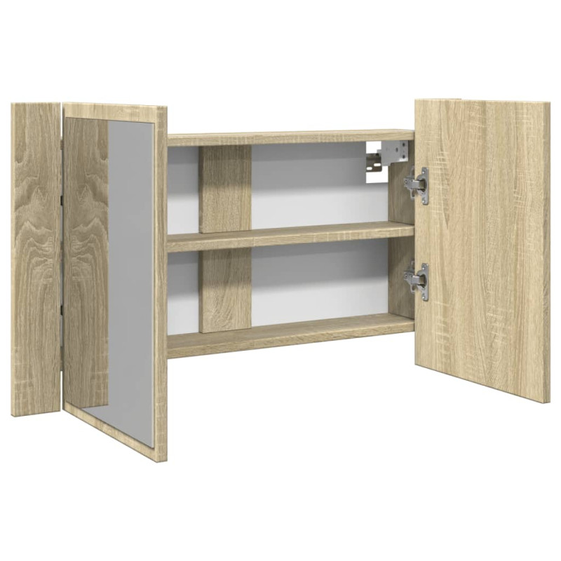Szafka z lustrem i LED, dąb sonoma, 80x12x45 cm