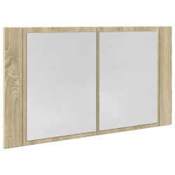 Szafka z lustrem i LED, dąb sonoma, 80x12x45 cm