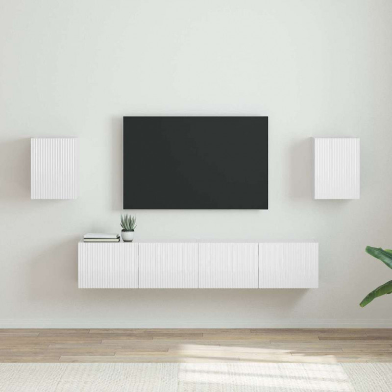 Szafka pod telewizor 2 pcs Błyszcząca biel 30 x 31 x 40 cm