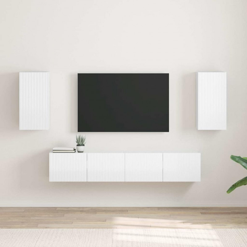 Szafka pod telewizor 2 pcs Błyszcząca biel 30 x 31 x 60 cm