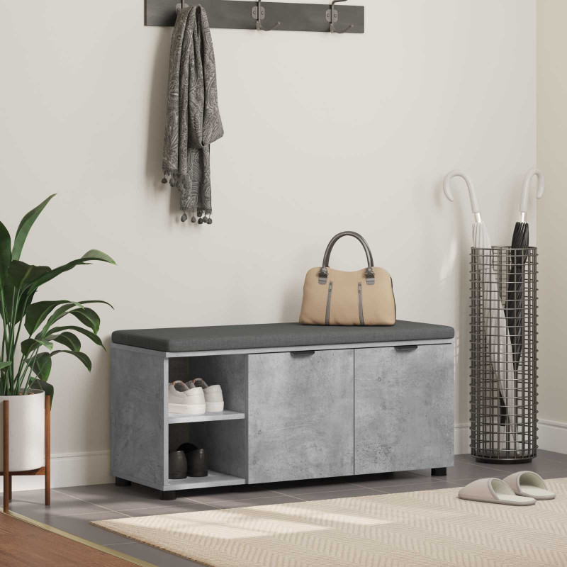 Ławka w przedpokoju z poduszką Betonowy Szary 100 x 38 x 46 cm