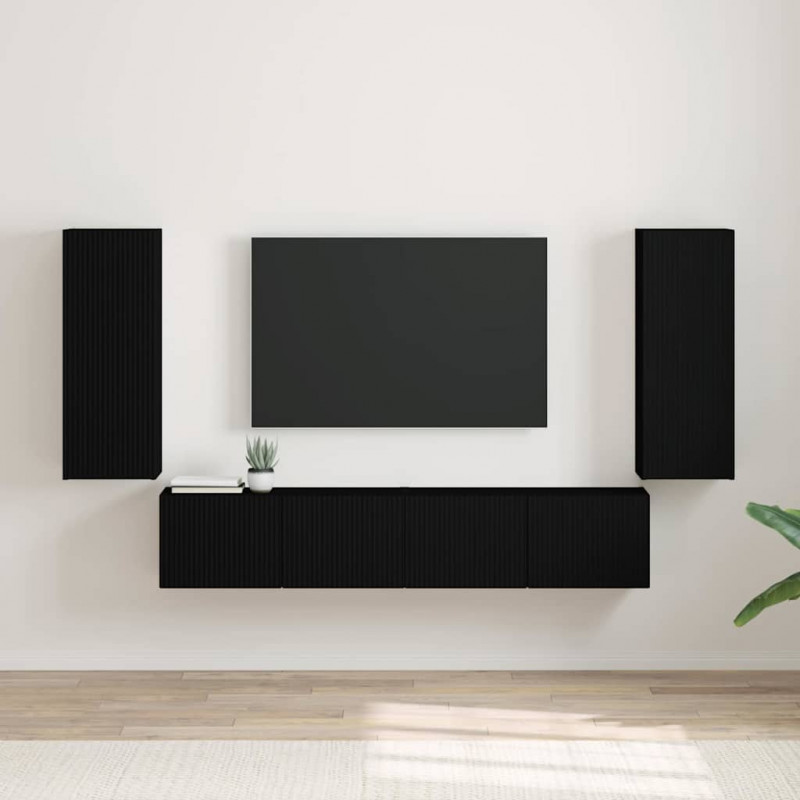 Szafka pod telewizor 2 pcs Czarny 30 x 31 x 80 cm
