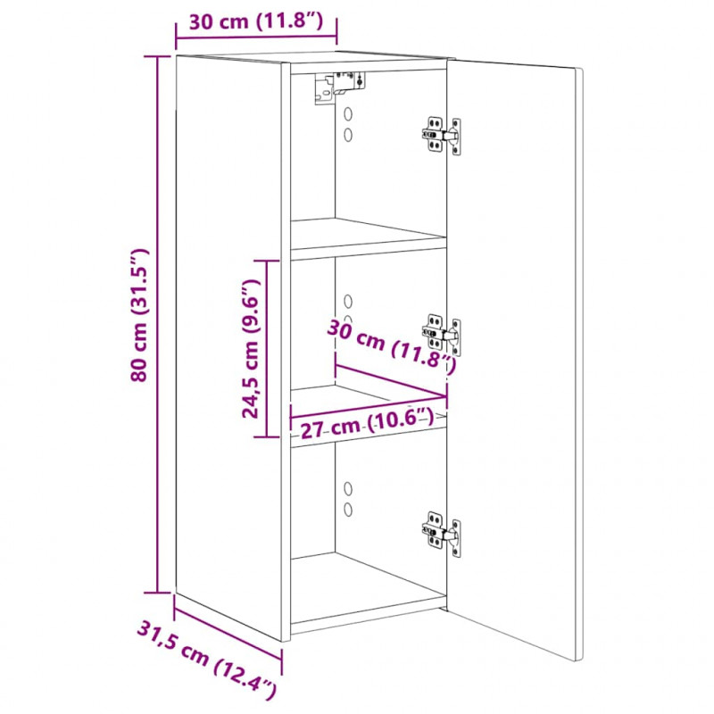 Szafka pod telewizor 2 pcs Sonoma 30 x 31 x 80 cm