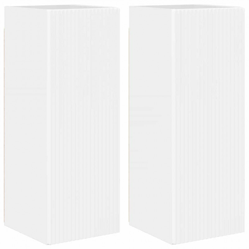 Szafka pod telewizor 2 pcs Błyszcząca biel 30 x 31 x 80 cm