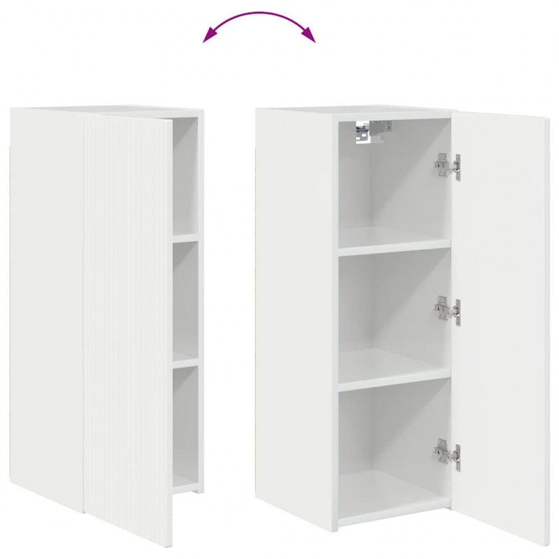 Szafka pod telewizor 2 pcs Błyszcząca biel 30 x 31 x 80 cm