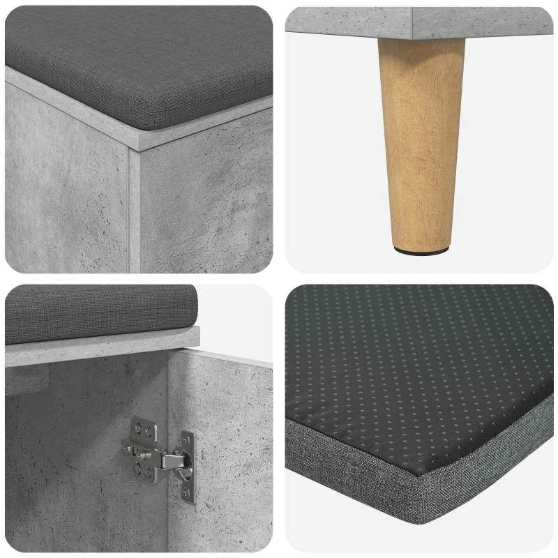 Ławka w przedpokoju z poduszką Betonowy Szary 80 x 38 x 46 cm