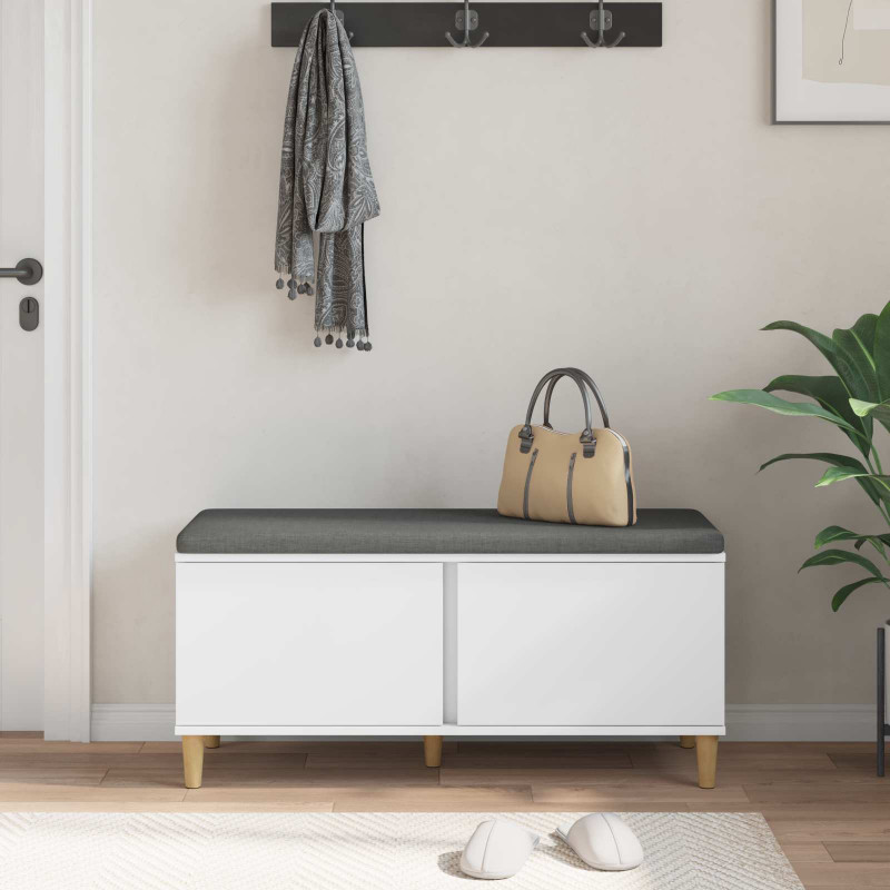 Ławka w przedpokoju z poduszką Biały 100 x 38 x 46 cm