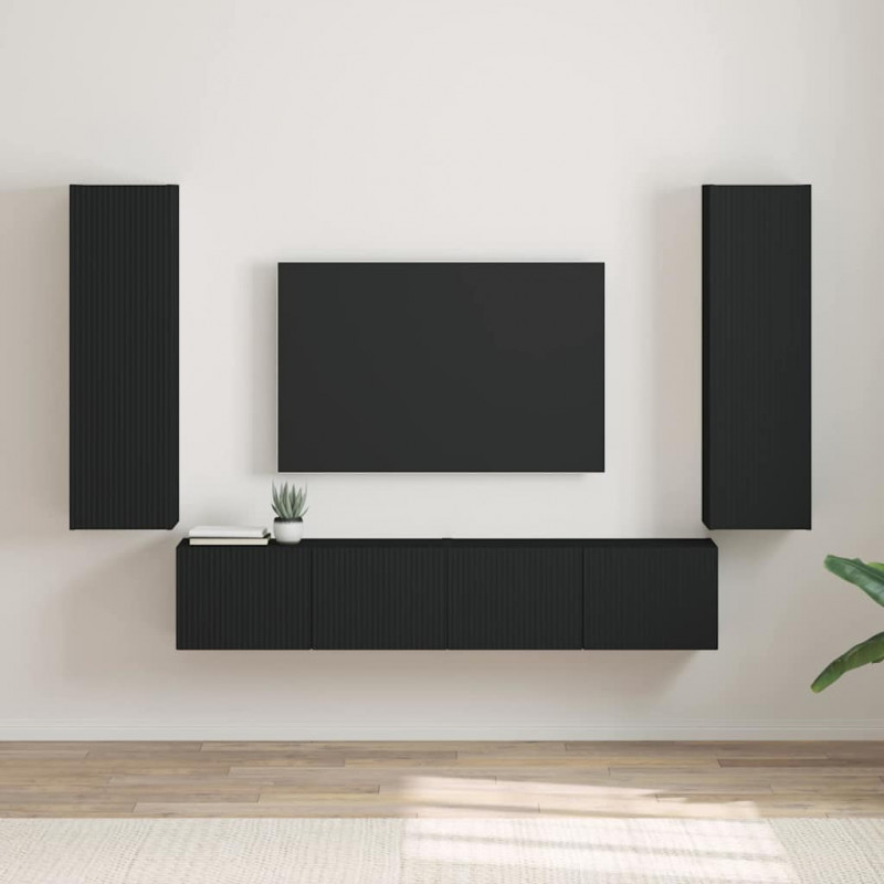Szafka pod telewizor 2 pcs Czarny 30 x 31 x 100 cm