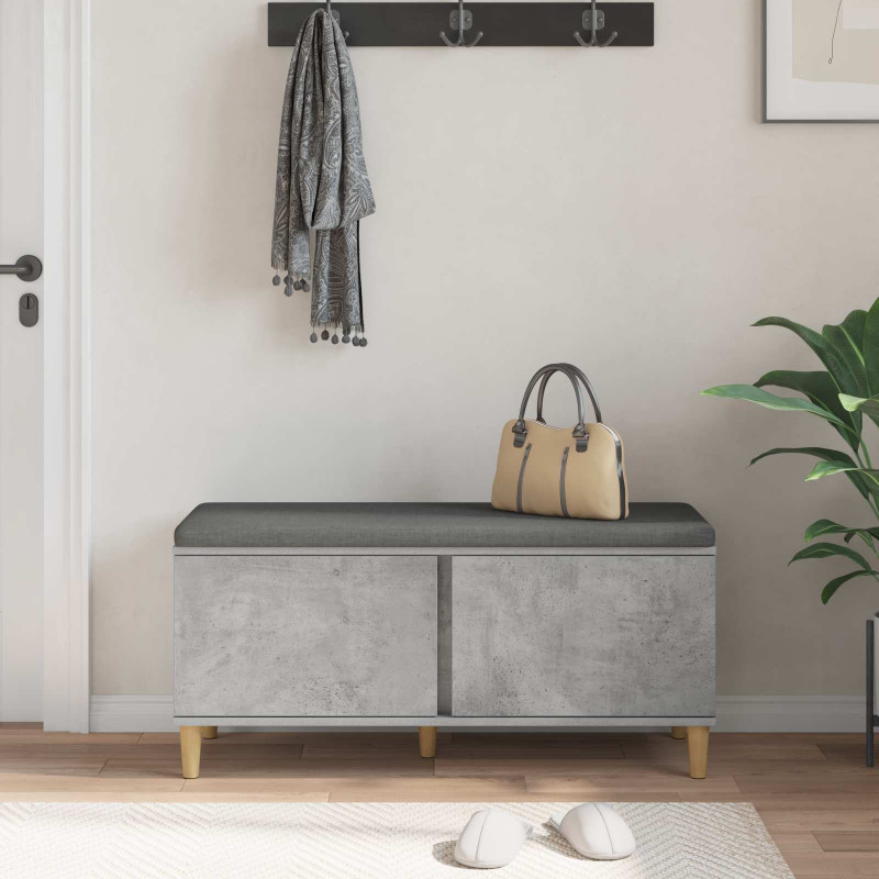 Ławka w przedpokoju z poduszką Betonowy Szary 100 x 38 x 46 cm