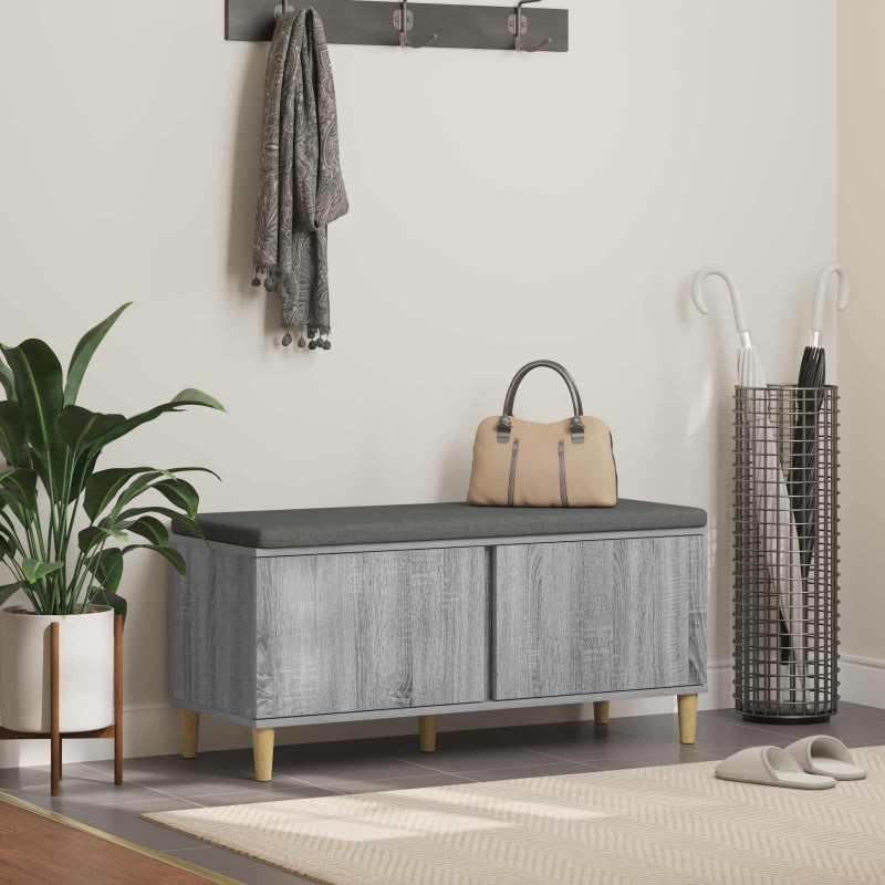 Ławka w przedpokoju z poduszką Szary Sonoma 100 x 38 x 46 cm