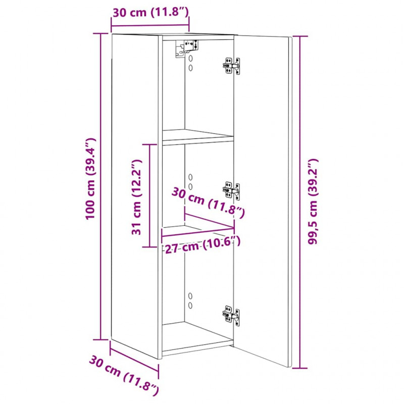 Szafka pod telewizor 2 pcs Sonoma 30 x 31 x 100 cm