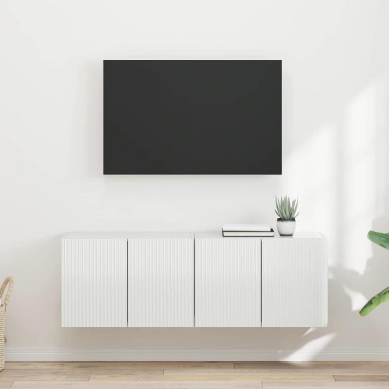 Szafka pod telewizor 2 pcs Wysoki połysk biały