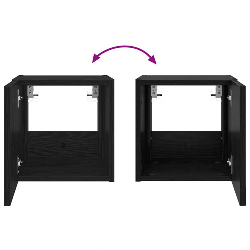 Szafka pod telewizor Ze LED Lights Czarny Dąb 30,5 x 35 x 30 cm