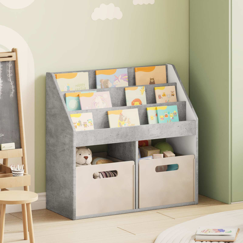 Biblioteczka dla dzieci Betonowy szary 72,5 x 29,5 x 69 cm