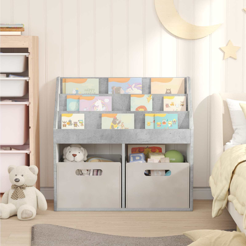 Biblioteczka dla dzieci Betonowy szary 72,5 x 29,5 x 69 cm