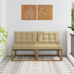 2 Sztuka Środkowa sofa ogrodowa Lite Drewno Akacji Naturalny